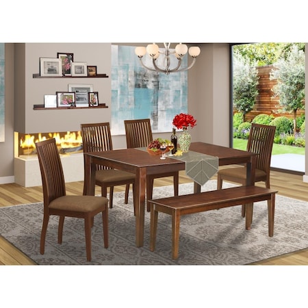 East West Furniture 6 Piece Capri Dining Set - Mahogany CAIP6-MAH-C